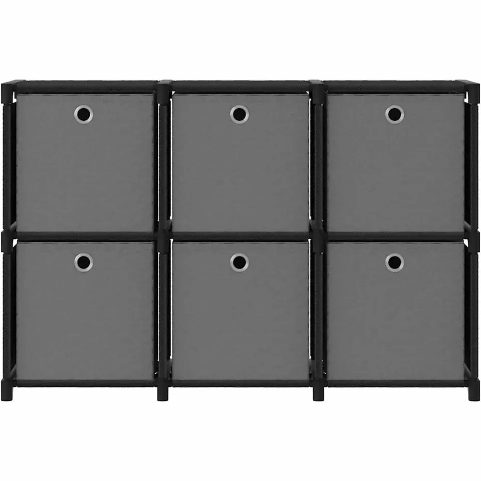 vidaXL Kast met 6 vakken met boxen 103x30x72,5 cm stof zwart, foto 2