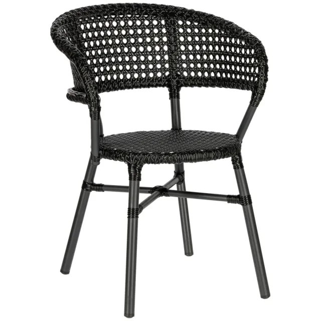Vega 2x VEGA Stapelstoel buiten Gussago met armleuning; 57x60x78 cm (BxDxH); zwart; 2 stuk / verpakking