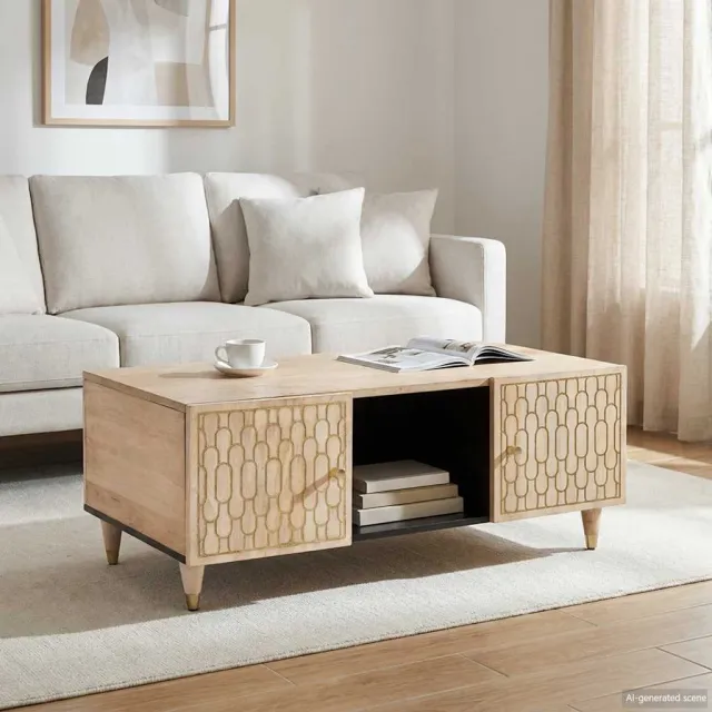 vidaXL Salontafel 100x54x40 cm massief mangohout bruin, foto 2