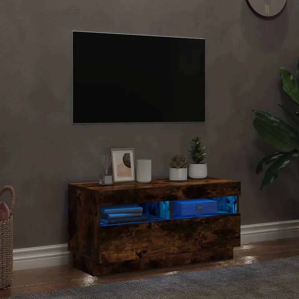 vidaXL Tv-meubel met LED-verlichting 80x35x40 cm gerookt eikenkleurig, foto 3