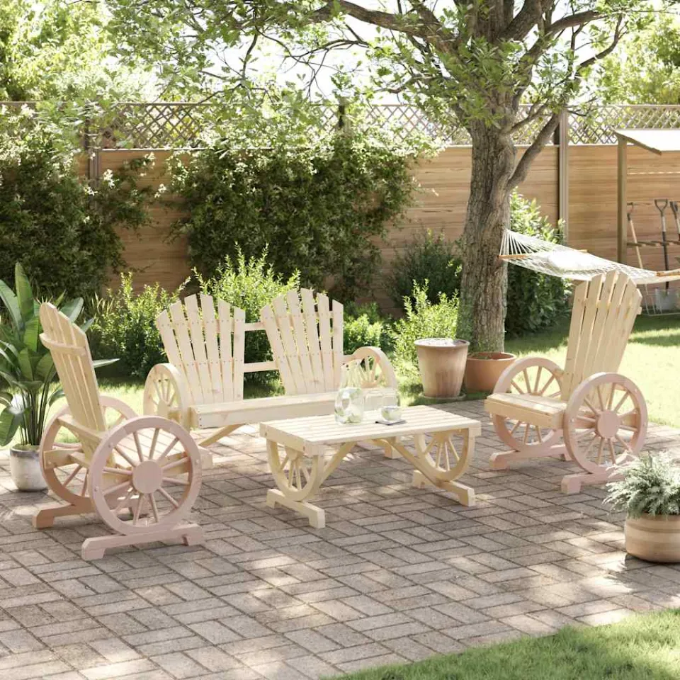 vidaXL 4-delige Loungeset massief vurenhout bruin, foto 2