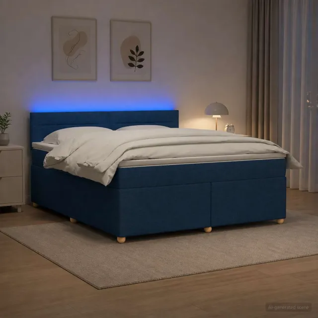 vidaXL Boxspringbed met matras met hoofdeinde Blauw 180 x 200 cm Stof