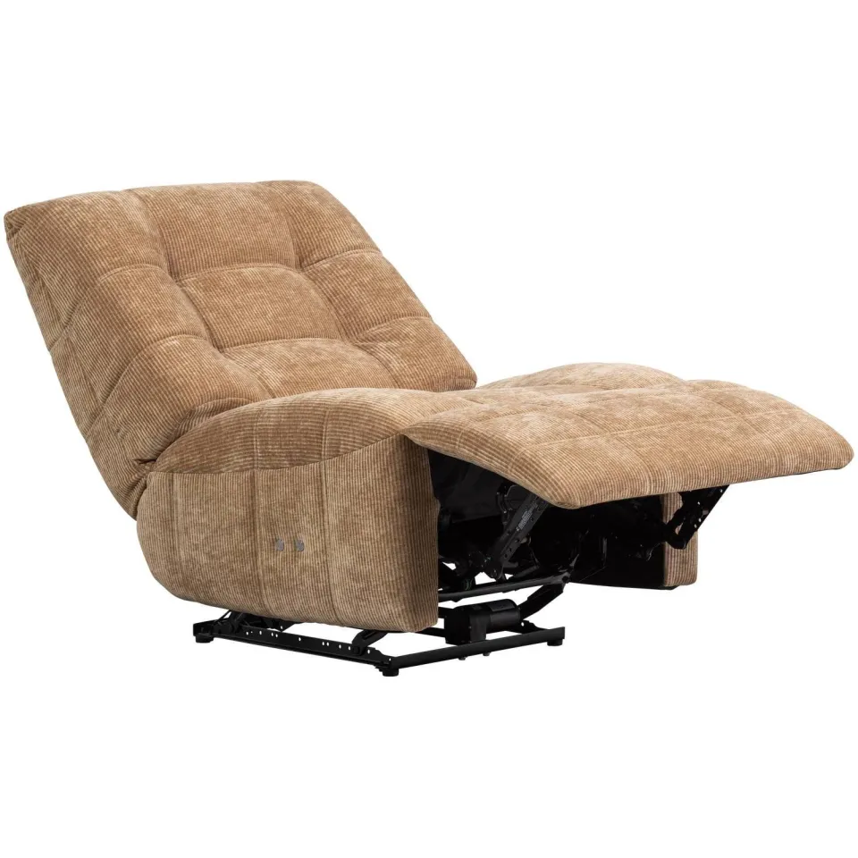 WOOOD Hein Relaxfauteuil Elektrisch - Geweven Ribstof - Lichtbruin, foto 5