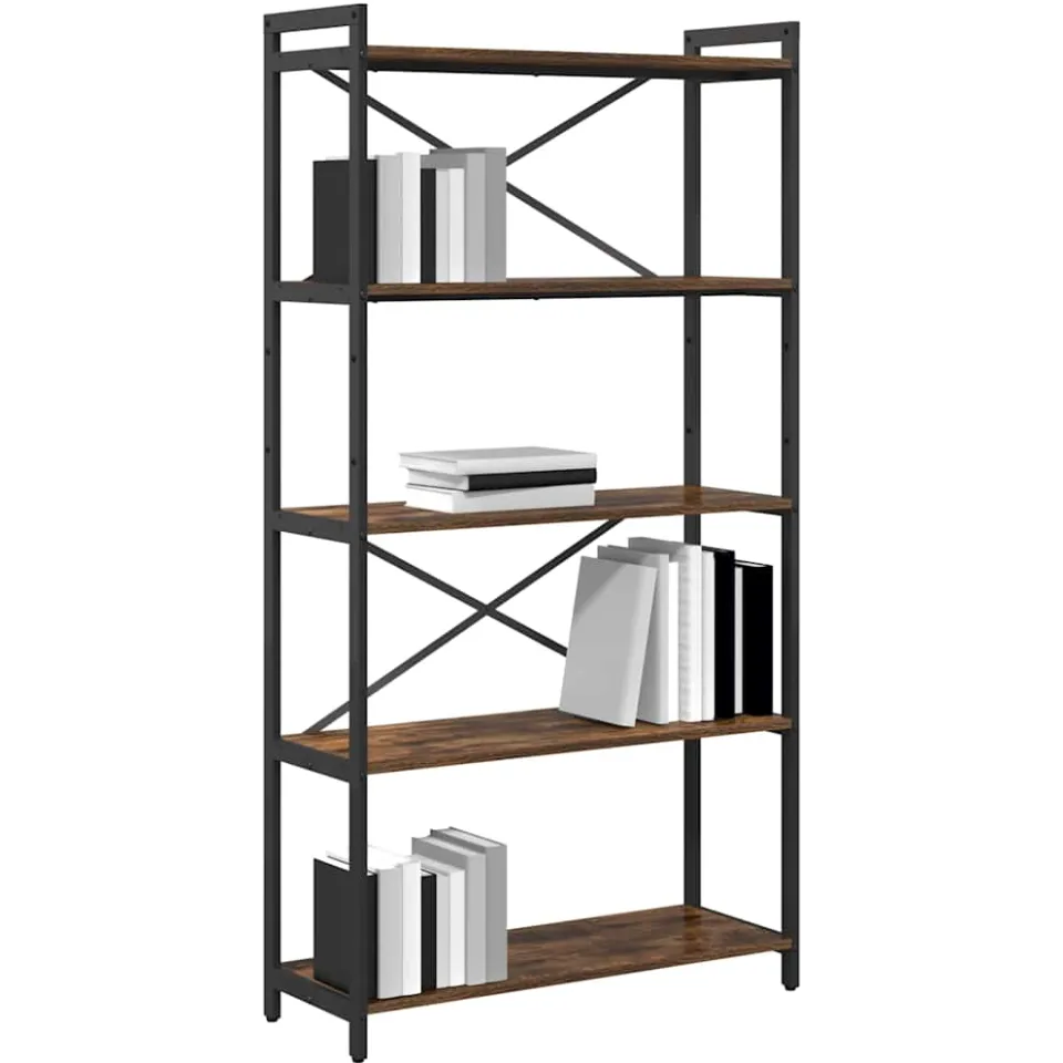 vidaXL Boekenkast 80 x 30 x 155 cm Bewerkt hout Gerookt eiken, foto 3