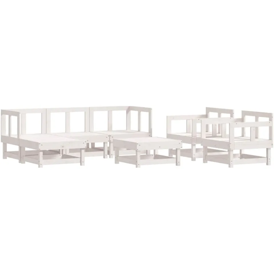 vidaXL 7-delige Loungeset massief grenenhout wit