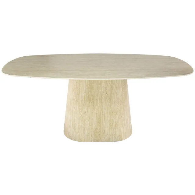 G***-M Giga Meubel Eettafel Centro - Deens Ovaal Keramiek Travertin - 180x90x76cm Off White