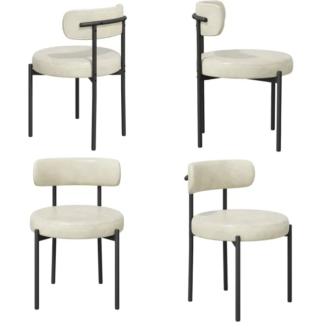 hawthyhome Eetkamerstoel Set van 4 PU Lederen Stoelen Gestoffeerd met Metalen Poten Moderne Keukenstoel Comfortabele Design Zitstoel voor Eetkamer Woonkamer Keuken Slaapkamer Horeca Beige