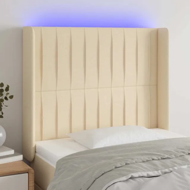 vidaXL Hoofdbord LED 83x16x118/128 cm stof crèmekleurig