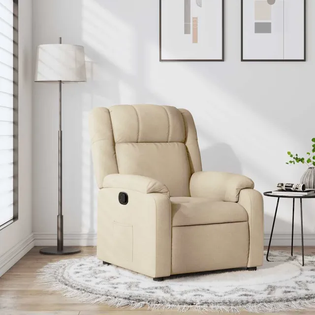 vidaXL Fauteuil verstelbaar stof crèmekleurig
