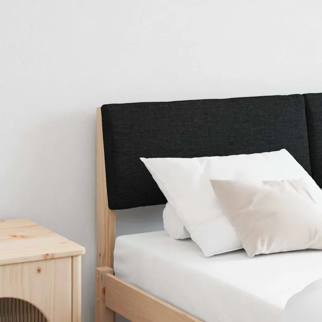 vidaXL Gestoffeerd hoofdbord Zwart 135 cm Massief grenenhout Bruin