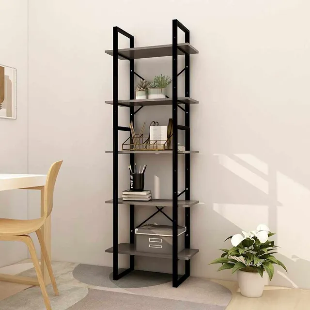 vidaXL Boekenkast met 5 schappen 60x30x175 cm massief grenenhout grijs, foto 2