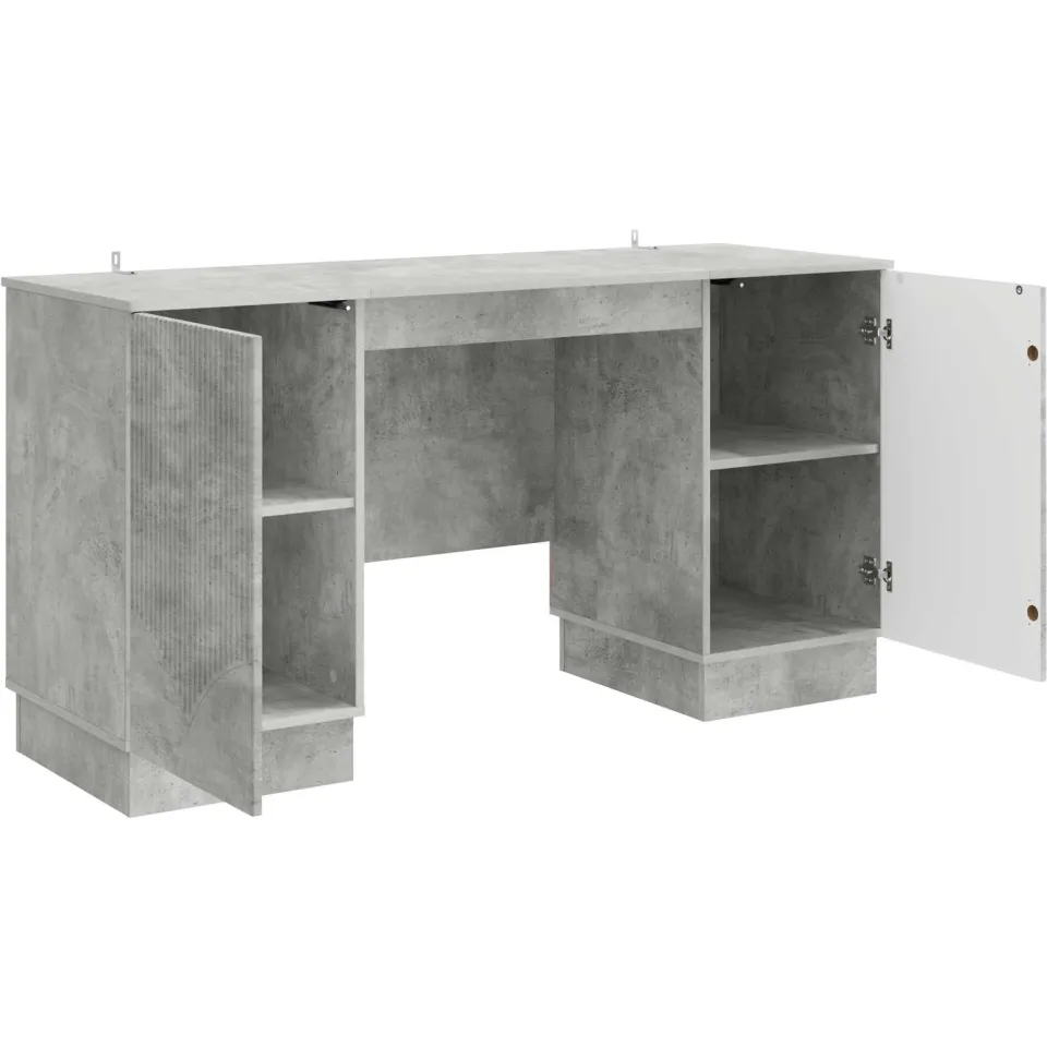 vidaXL Bureau Betongrijs 142,5 x 50 x 75 cm Bewerkt hout grijs, foto 3