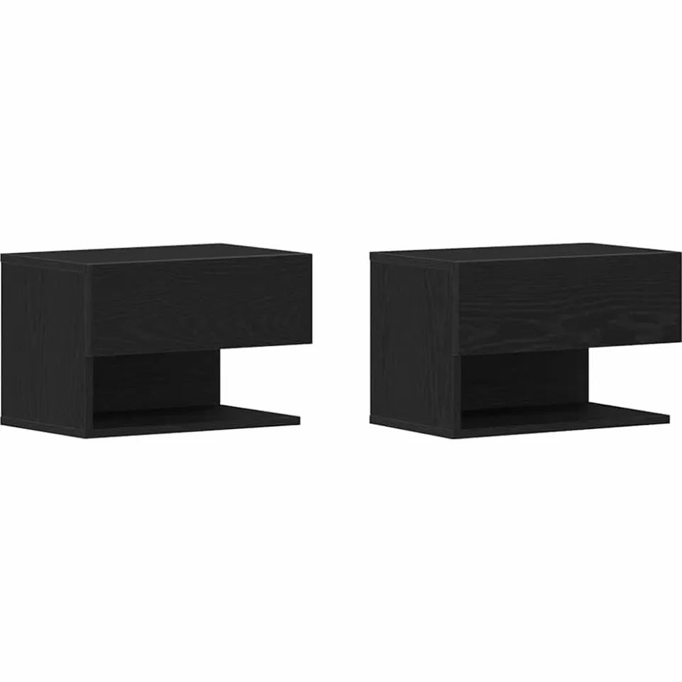 vidaXL Nachtkastje 2 st Zwart Eiken 46 x 30 x 30 cm Bewerkt hout, foto 3