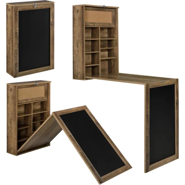 en.casa Klaptafel eettafel voor wandmontage met krijtbord hout houtlook