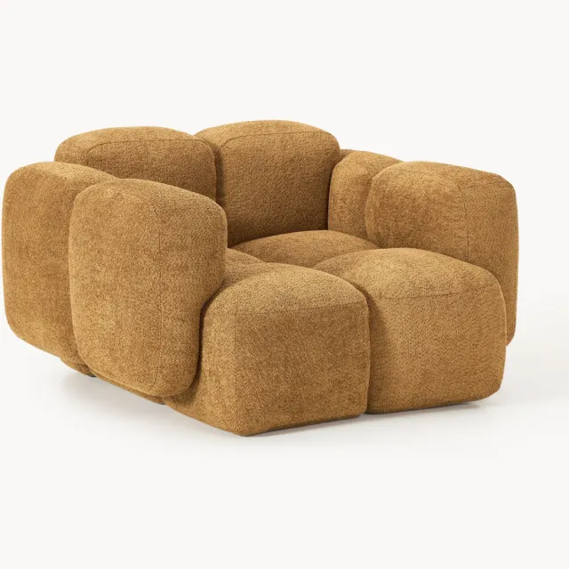 Westwing Collection Loungefauteuil Tayla van teddy bouclé Geel