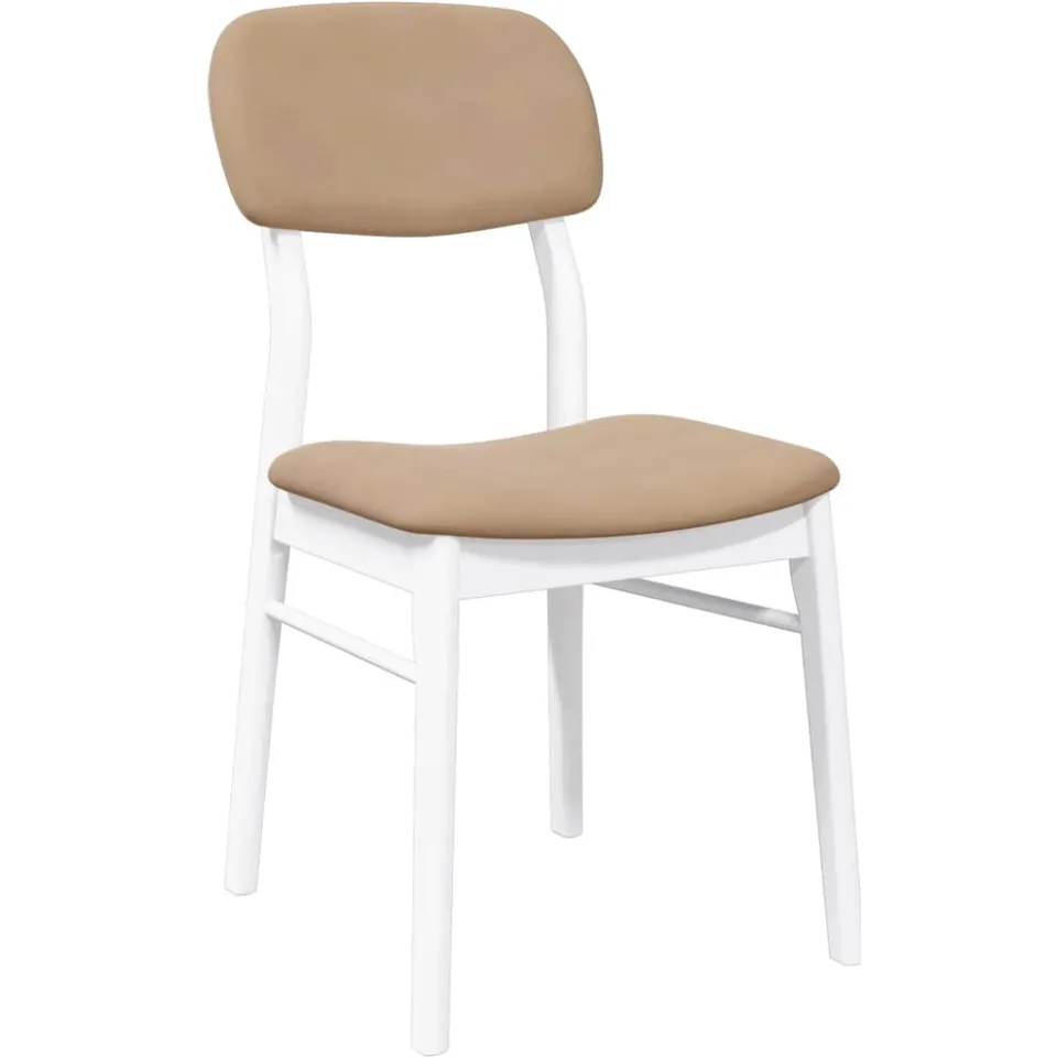 vidaXL Eetkamerstoelen met kussens 2 st massief hout rubber wit, foto 4