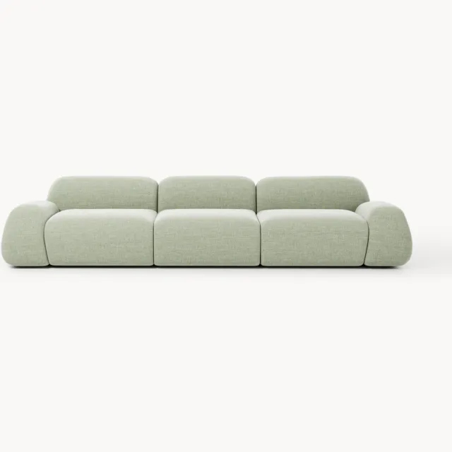 Westwing Collection Modulaire bouclé bank Wolke (4-zits) Lichtgroen