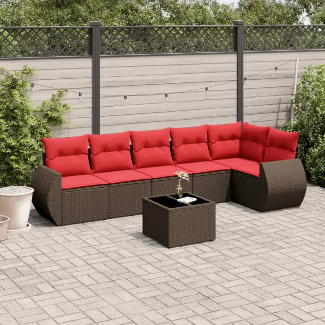 vidaXL 7-delige tuinbankset met kussens, bruin polyrotan, foto 2