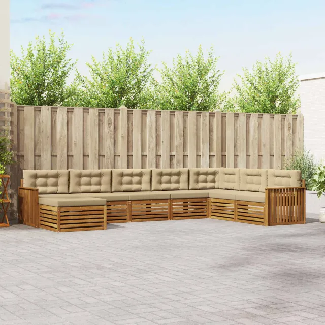 vidaXL Buiten bankenset 8 st 7-zits Natuurlijk en Beige