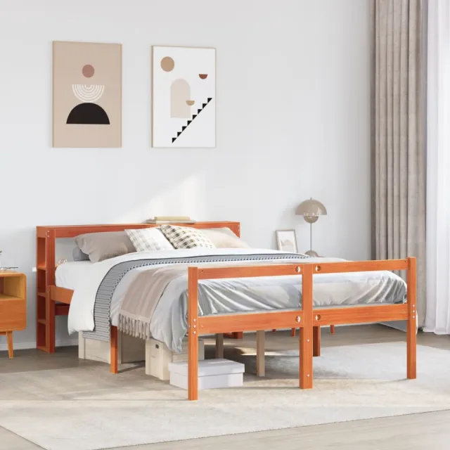 vidaXL Bed Frame 2 st Wasbruin 160 x 200 cm Solid Pine Wood, Plywood