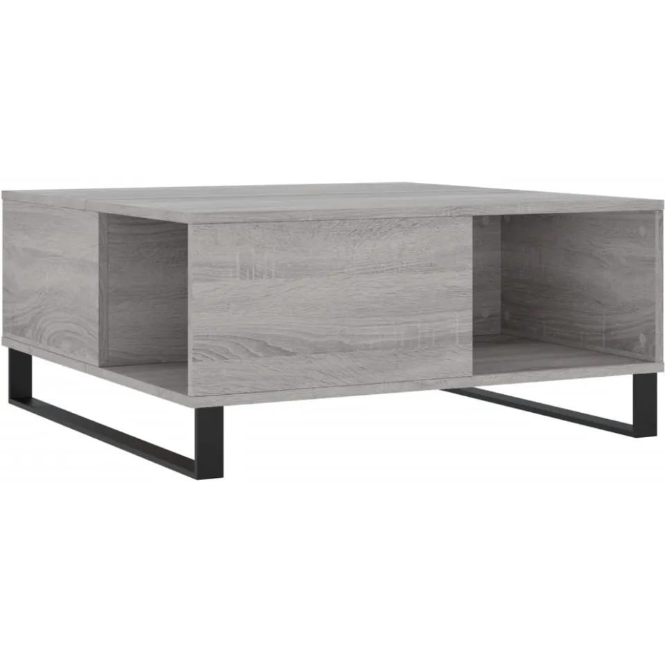 vidaXL Salontafel 80x80x36,5 cm bewerkt hout grijs sonoma eikenkleurig, foto 3