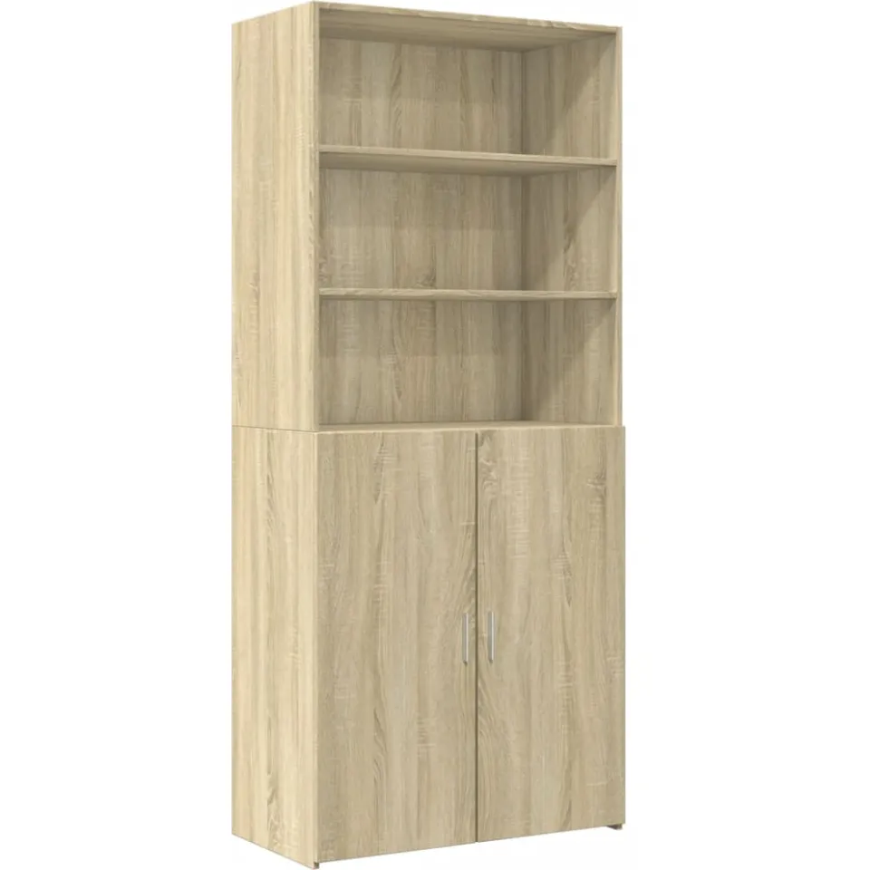 vidaXL Hoge kast 80x42,5x249 cm bewerkt hout sonoma eikenkleurig Bruin