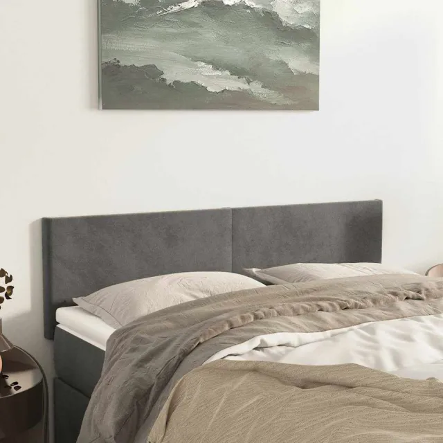 vidaXL Hoofdborden 144x5x78/88 cm fluweel donkergrijs grijs