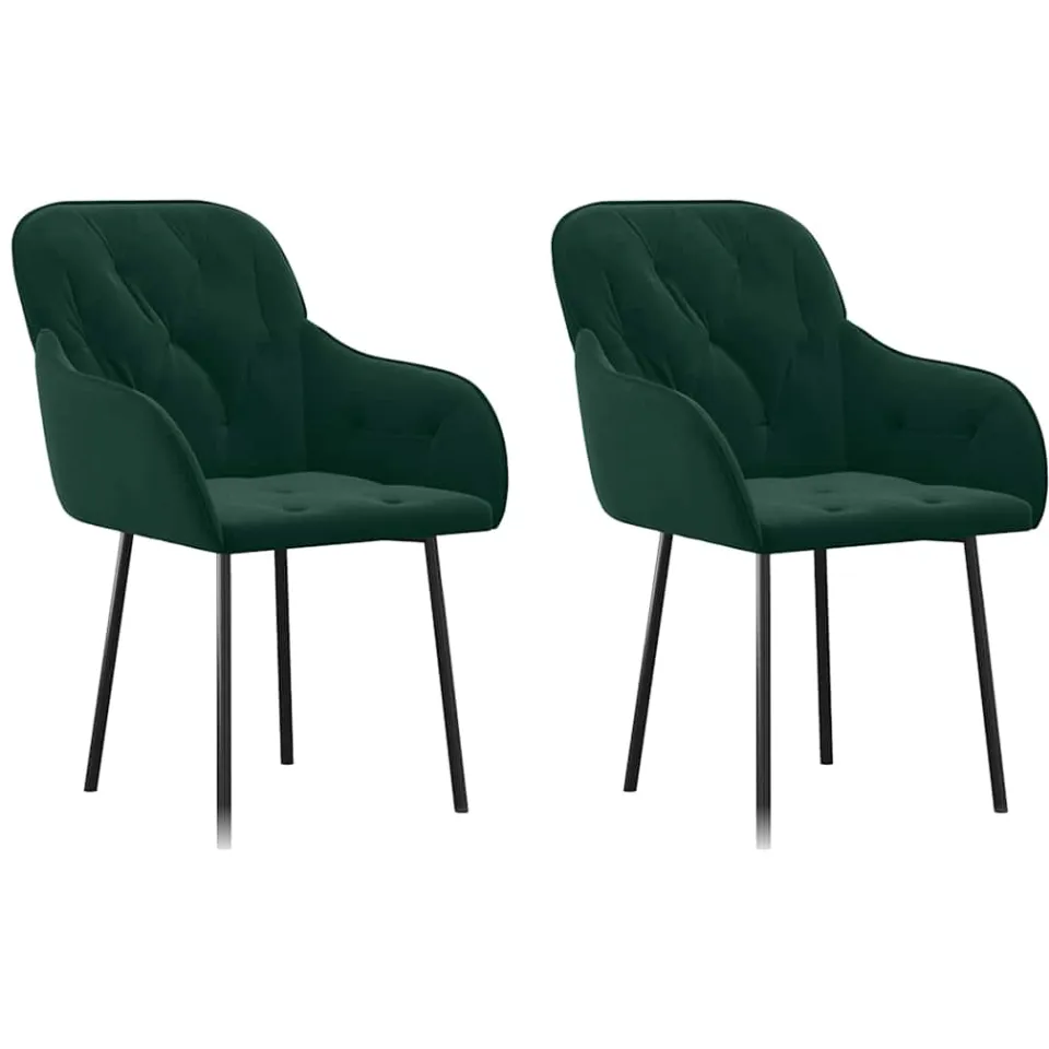 vidaXL Eetkamerstoelen 2 st fluweel donkergroen