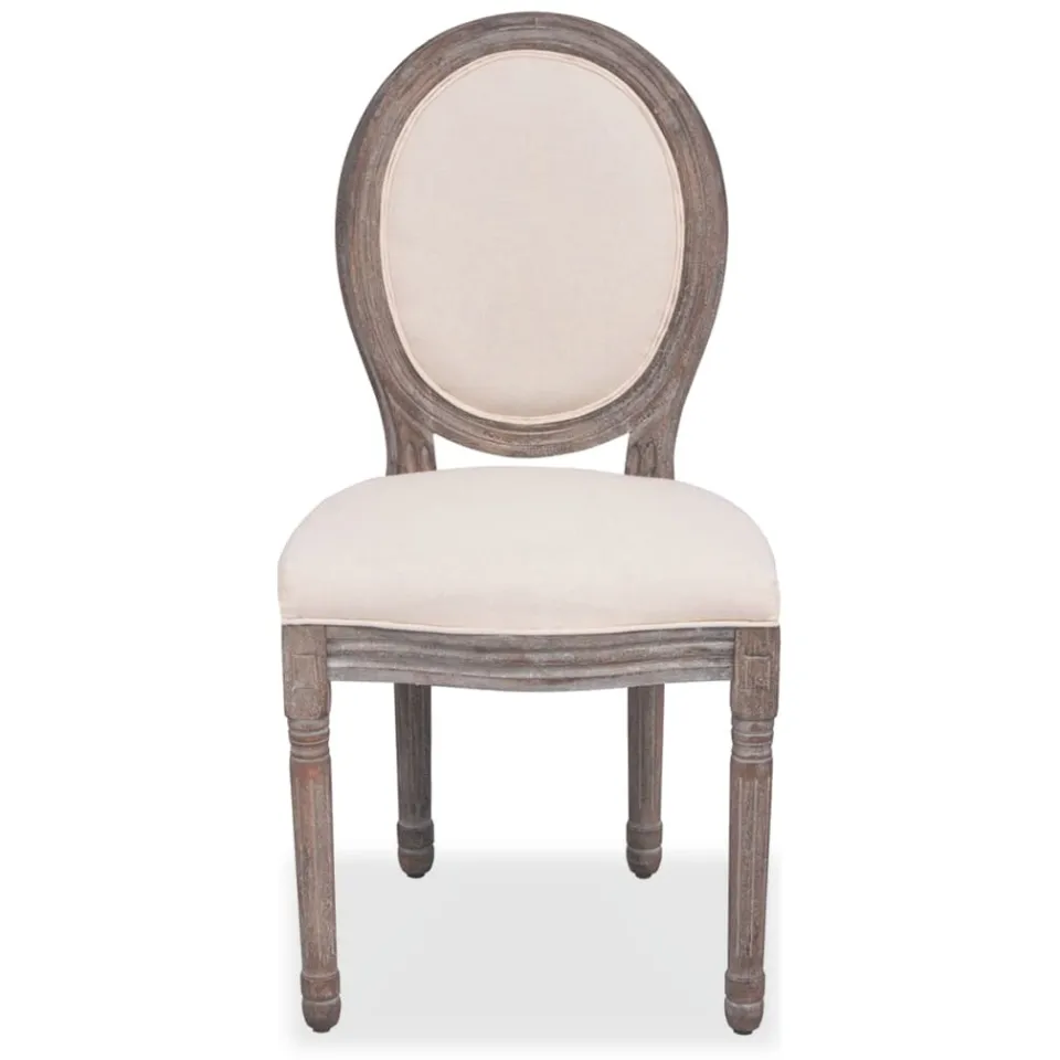 vidaXL Eetkamerstoelen 6 st stof crèmekleurig, foto 3