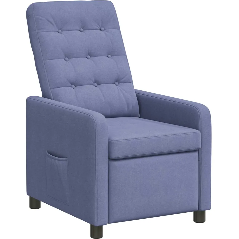 vidaXL Ligstoel Jeans Blauw 65 x 93 x 102 cm Stof Azuurblauw