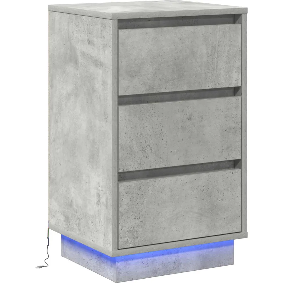 vidaXL Nachtkastje Beton Grijs 39 x 34,5 x 65 cm Bewerkt hout, foto 3