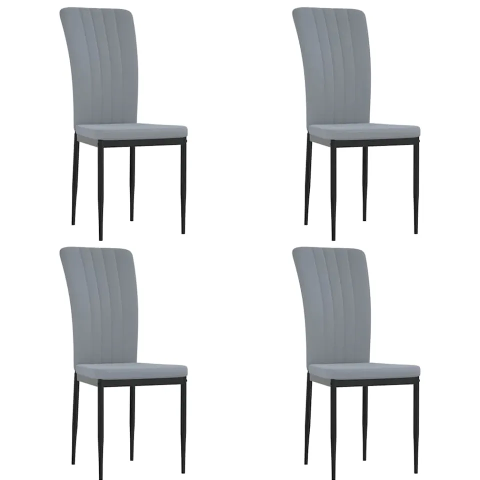vidaXL Eetkamerstoelen 4 st fluweel lichtgrijs grijs, foto 3