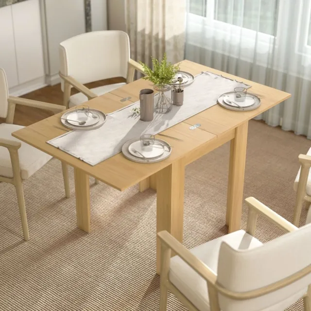FloraGrace Uitschuifbare Eettafel - Uitklapbaar Voor 4 Tot 6 Personen - Keuken En Eetkamer - Hout - 140x80x77,5 Cm - Naturel Naturel hout