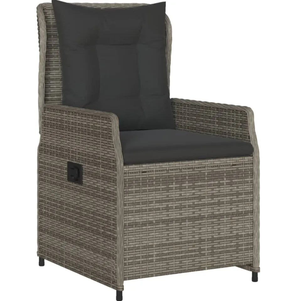 vidaXL 5-delige Tuinset met kussens poly rattan grijs