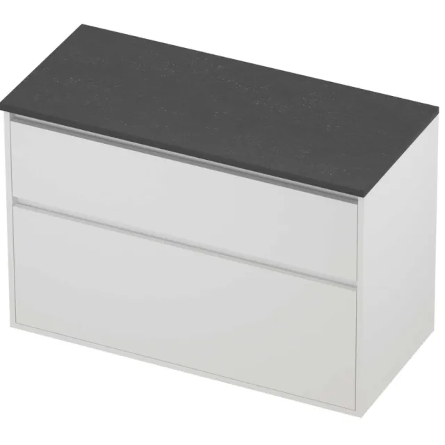 Proline Deck Badmeubelset Hardsteen Greeploos Asymmetrisch Kader 100x46x67 cm Blue Stone Mat White Mat Wit