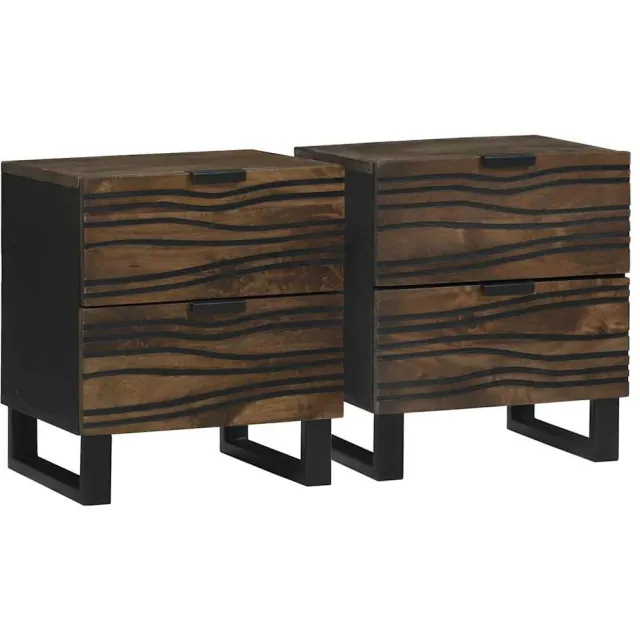 vidaXL Nachtkastje 2 st Walnotenhout 40 x 33 x 46 cm Bewerkt hout Bruin
