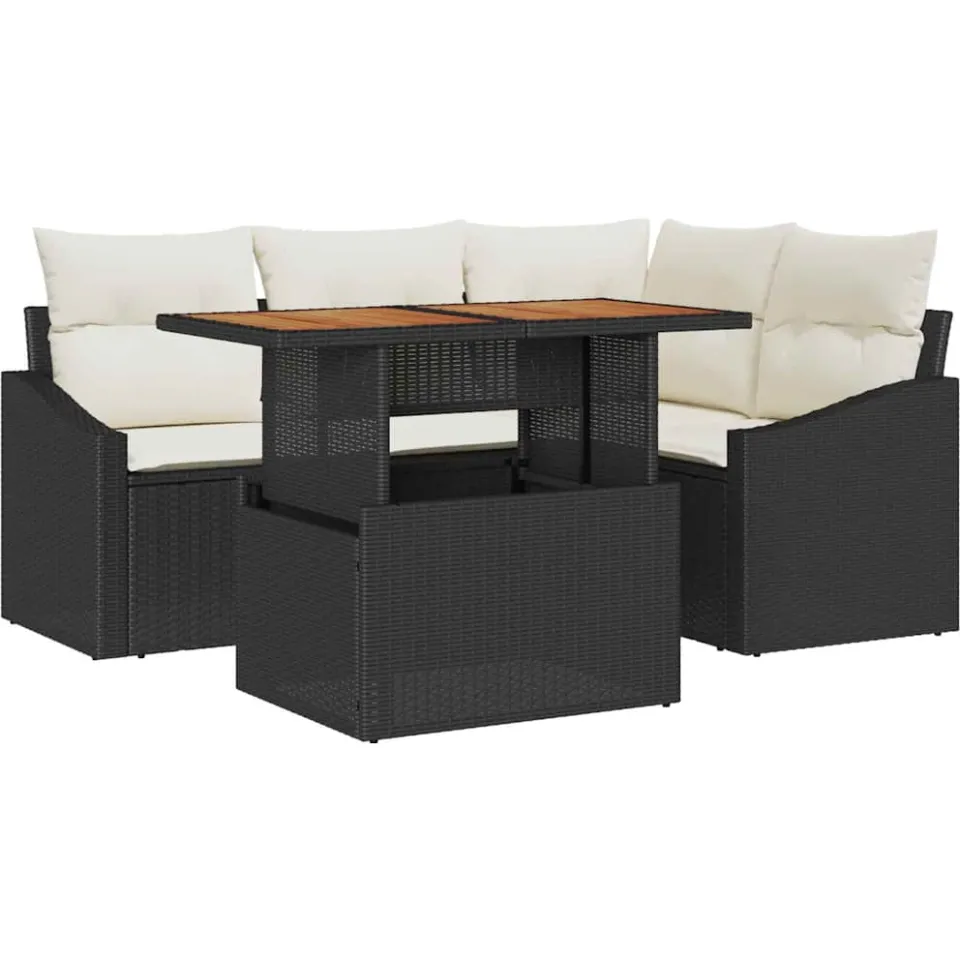 vidaXL Tuin Sofa Set 5 st Zwart Poly riet