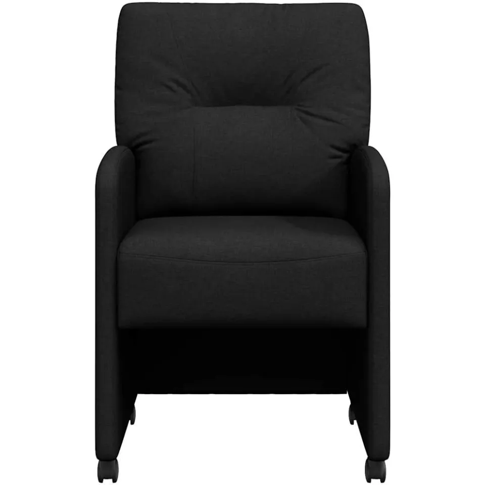 vidaXL Eetkamerstoelen met Wieltjes 2 st Stof Zwart 57 x 67 x 95 cm, foto 4