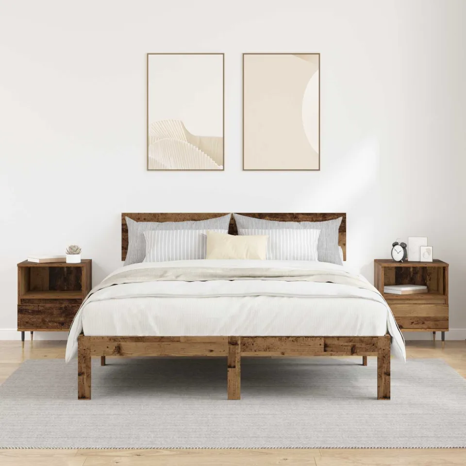 vidaXL Nachtkastje 2 st Oudhout 40 x 35 x 50 cm Bewerkt hout bruin, foto 4