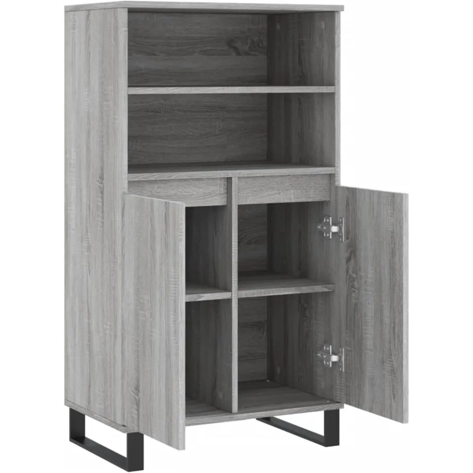vidaXL Hoge kast 60x36x110 cm bewerkt hout grijs sonoma eikenkleurig