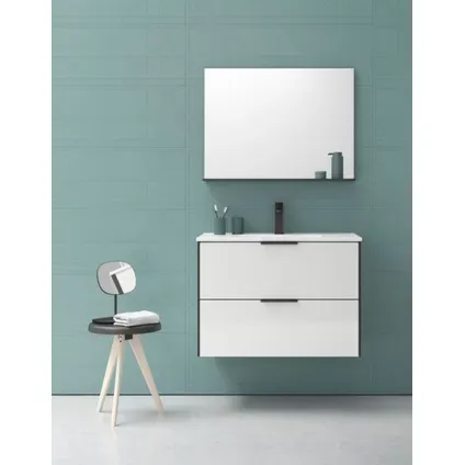 Royo Badkamermeubelset Indus - Wastafelonderkast + Wastafel + Spiegel - Hoogglans Wit - 80cm