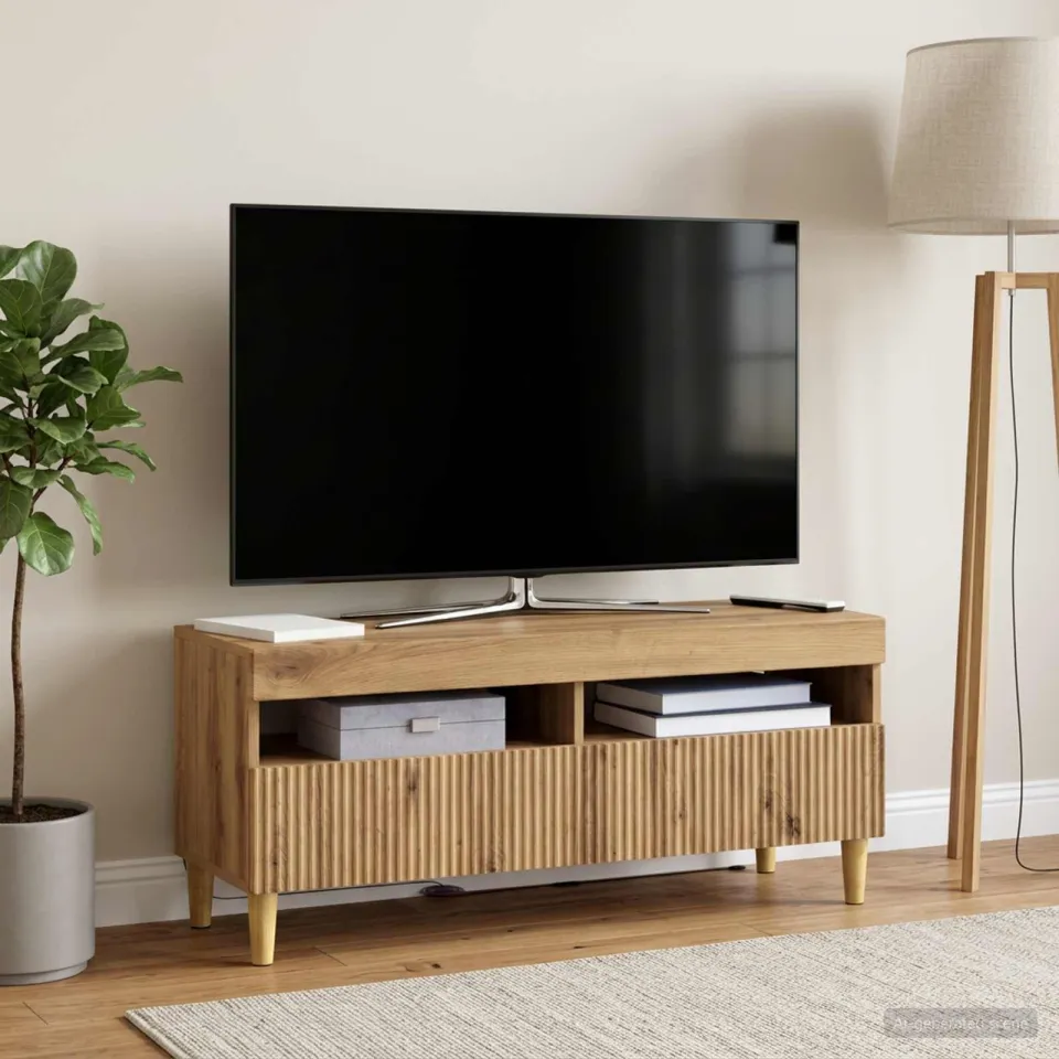 vidaXL LED tv-meubel ARNHEM 100 x 35 x 43 cm Artisanaal eiken, foto 4
