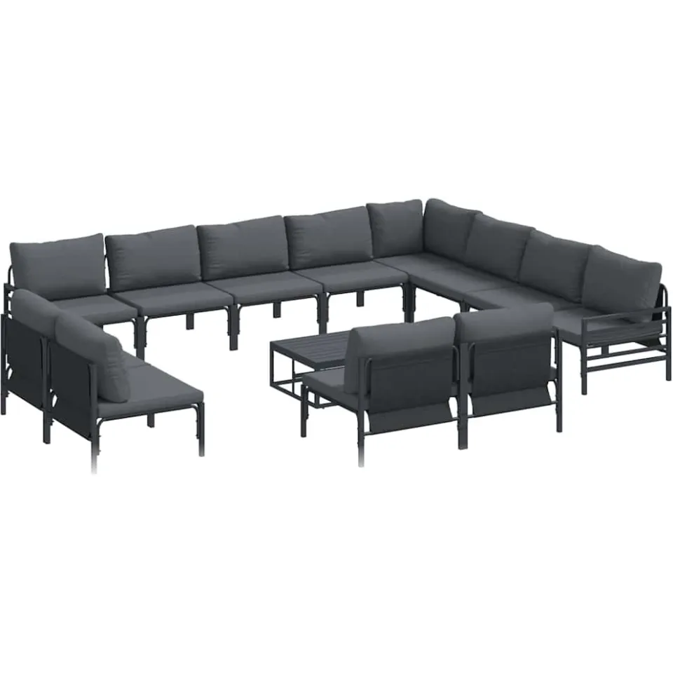 vidaXL Tuinbankenset 13 st Zwart Staal Anthraciet