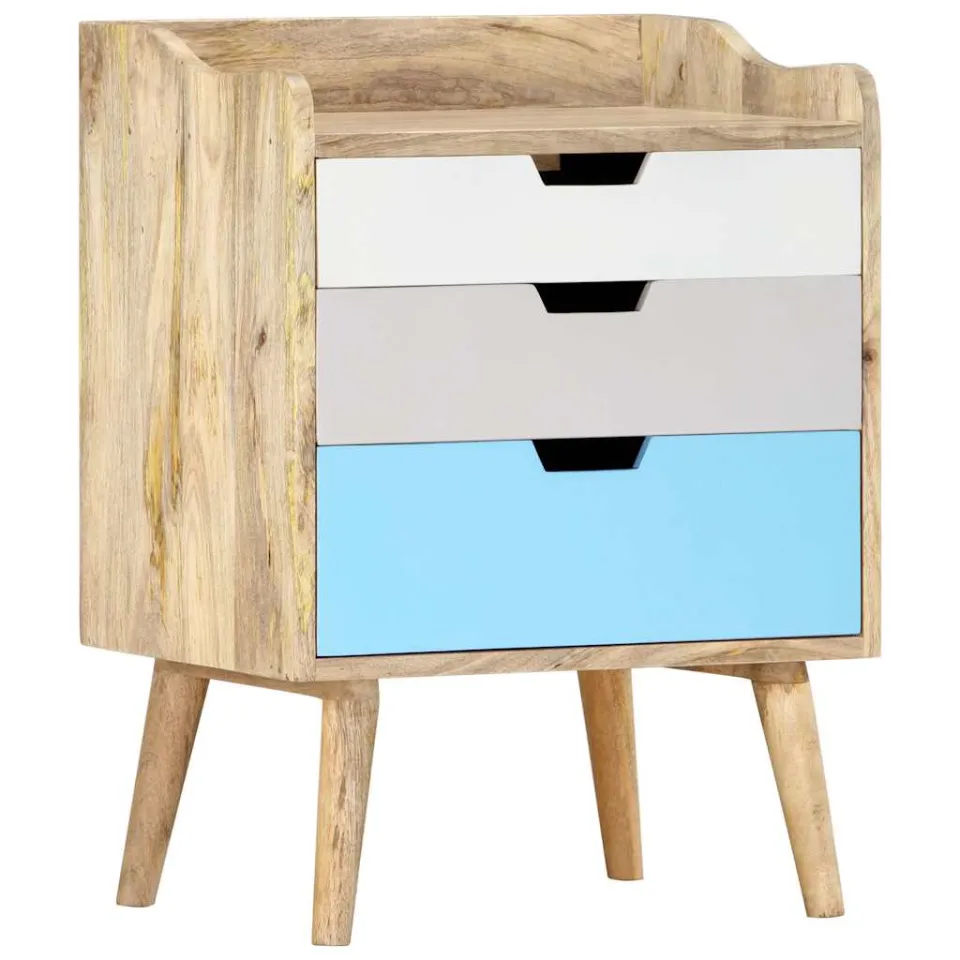 vidaXL Nachtkastje 47x35x63 cm massief mangohout meerkleurig, foto 3