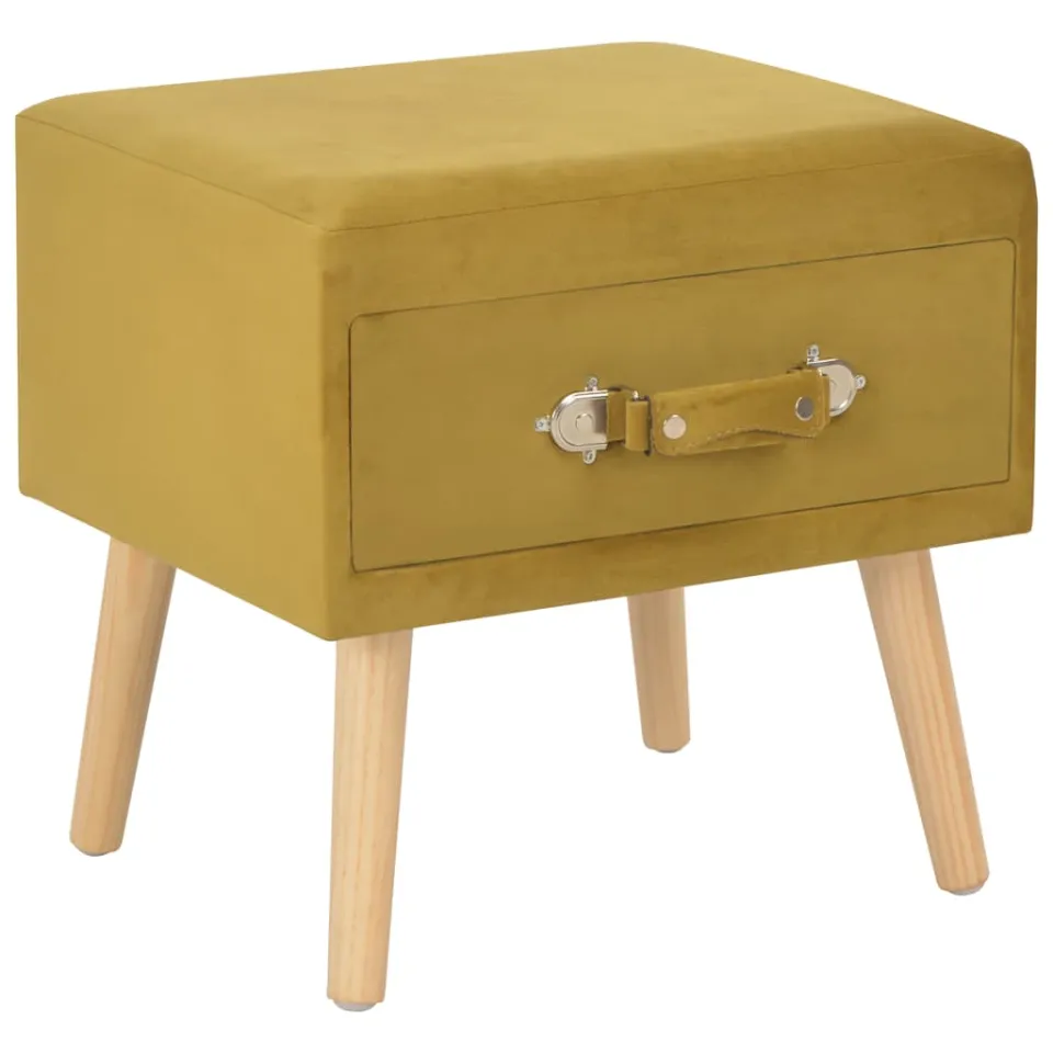 vidaXL Nachtkastjes 2 st 40x35x40 cm fluweel mosterdkleurig, foto 2