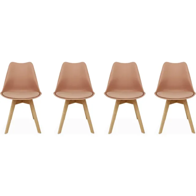 sweeek Set van 4 kuipstoelen met houten poten scandinavisch design - nils Oudroze