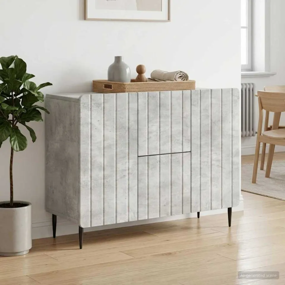 vidaXL Dressoir met lade Betongrijs 89 x 34,5 x 62 cm Bewerkt hout grijs, foto 3