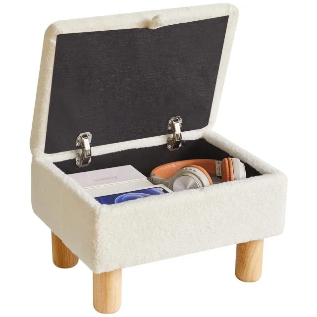 Unyqoos ® Stijlvolle Rechthoekige Voetenbank met Verborgen Opbergruimte en Zacht Pluche Bekleding voor Elke Kamer wit