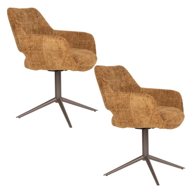 Housecraft Living Merel draaibare eetkamerstoel met armleuningen bruin, foto 2