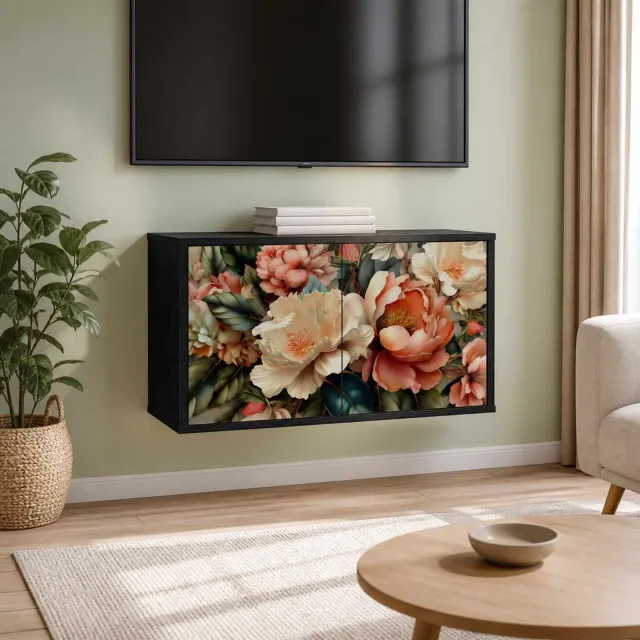vidaXL Wandgemonteerd tv-meubel BORNE 69 x 33 x 40 cm Zwart eiken, foto 2